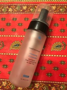 translucent plastic pump bottle of Skinceuticals Foaming Cleanser, neversaydiebeauty.com