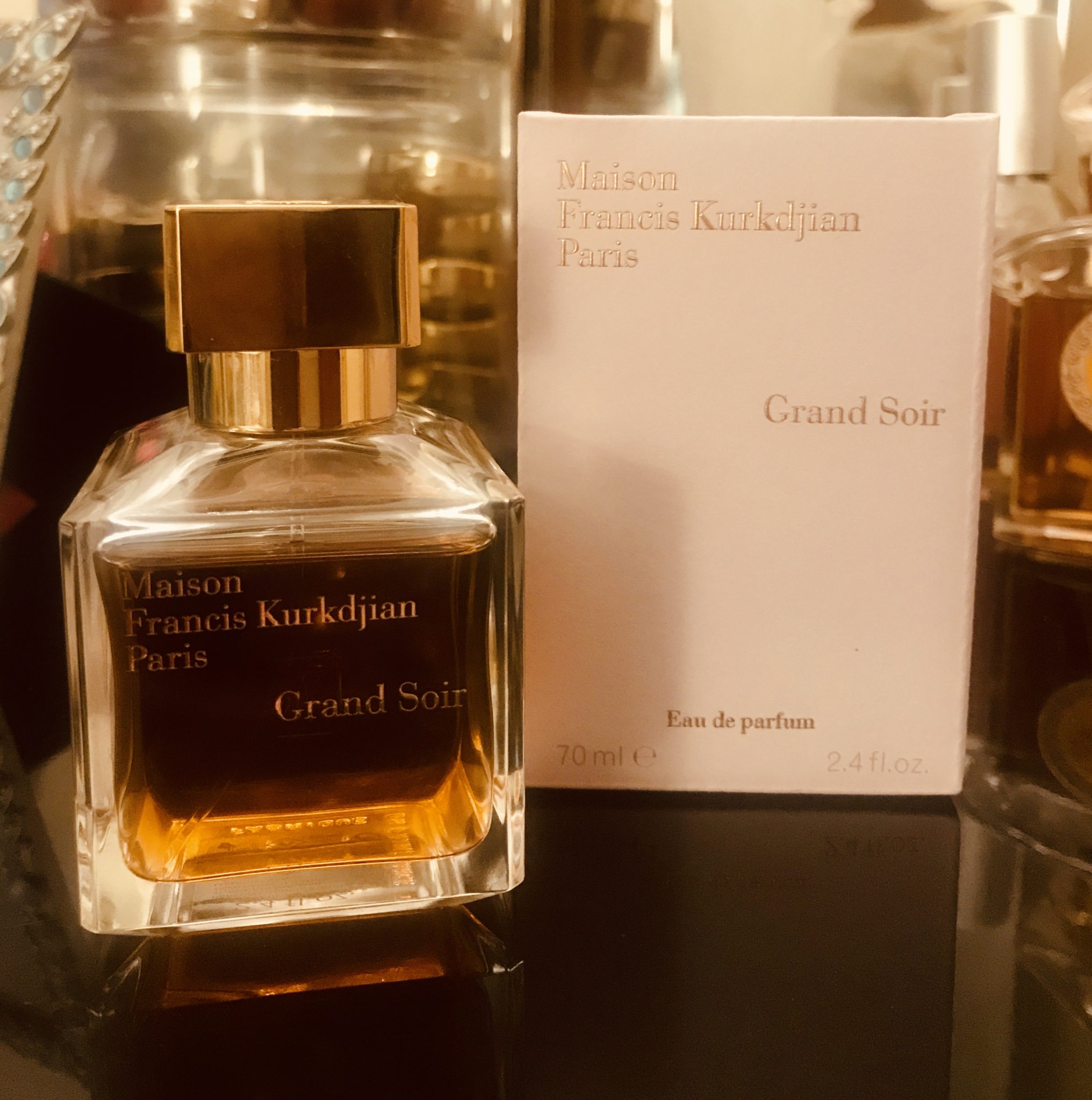 square glass bottle and box of Grand Soir EDP